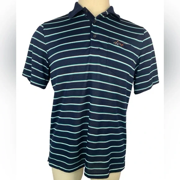 Greg Norman Play Dry Navy Striped Golf Shirt Men’s Medium - Picture 1 of 3